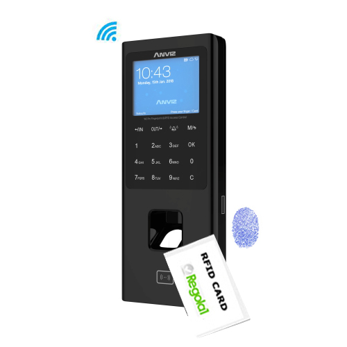 Anviz, W2 Pro WIFI: biometric device, RFID, PIN code, Linux, Tcp / Ip, Wi-fi, and Relay.
